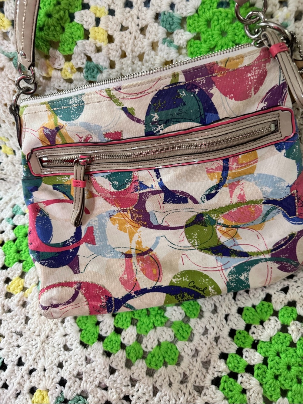 Coach Multicolor Print Crossbody in Pink, Blue, Green, Purple, Yellow